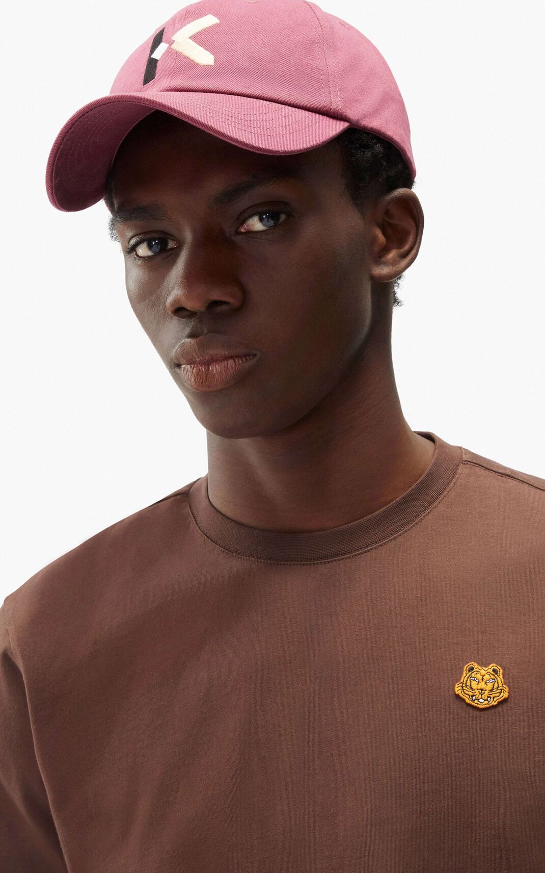 T Shirt Kenzo Tiger Crest Homme Marron Foncé | KLJZ-60758